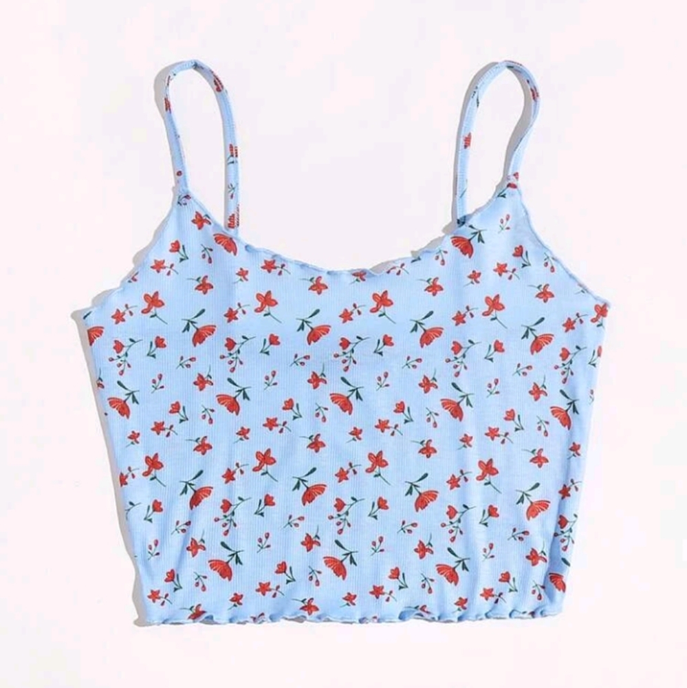 Shein Lettuce Trim Ditsy Floral Cami Top